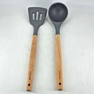 CAROTE 2pc Silicone Wood LADLE SPATULA Set